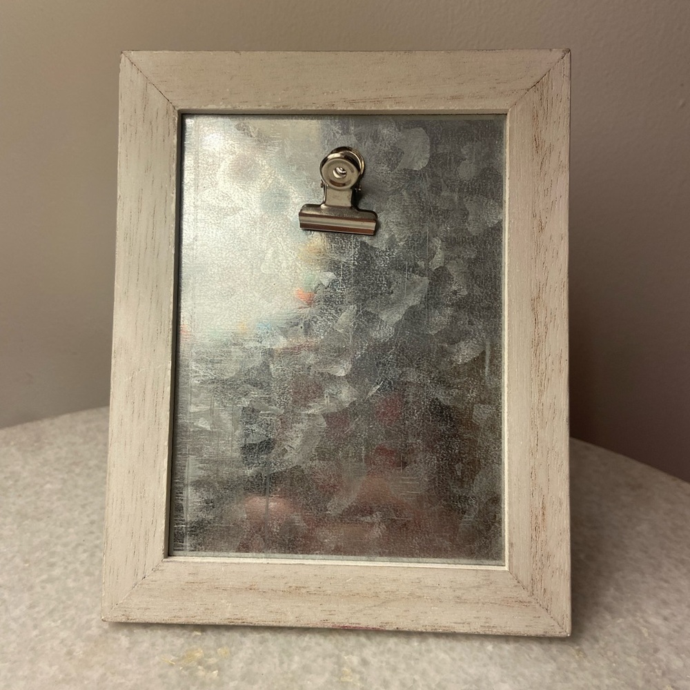 Rustic White Wood Clip Frame by